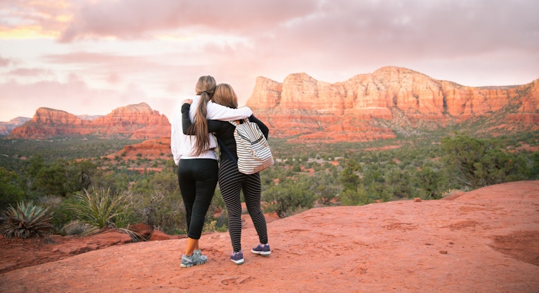 1212101028
Lifelong friends love hiking outdoors. When they are together, the laughter, fresh air and strong connection with each other is all they need.
Hiking in Sedona at sunset. - stock photo
Lifelong friends love hiking outdoors. When they are together, the laughter, fresh air and strong connection with each other is all they need.