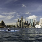 View of Sydney, Opera House, Circular Quay and Sydney Cove from small boat. Sydney, Australia
200557624-001