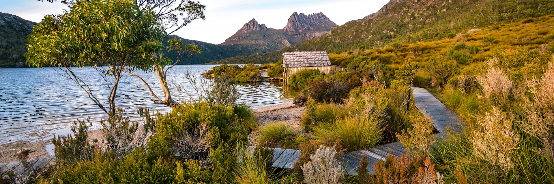 Dove Lake Boatshed at Cradle Mountain-Lake St Clair National Park in Tasmania.