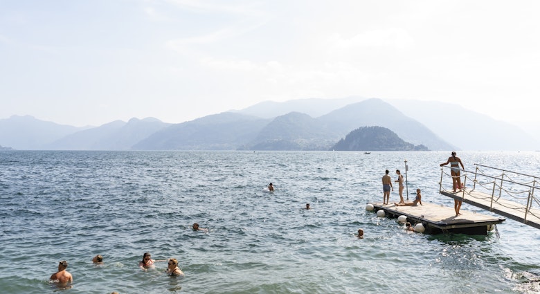 August, 2024.Varenna, Como Lake.Varenna Beach