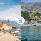 Split screen image of Perast seafront in Kotor and Dhermi in Albania (RFC images are already in Canto)
