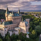 Castle Bojnice, central Europe, Slovakia. UNESCO. Sunset light.