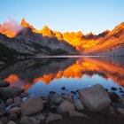 Sunrise at tourist camp Frey, Tonchek lagoon, Patagonia, Argentina.
