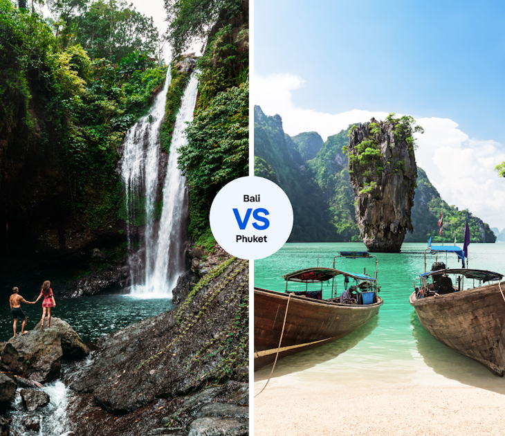 Head to Aling Aling Waterfall in Northern Bali, or explore Phang Nga bay by boat.